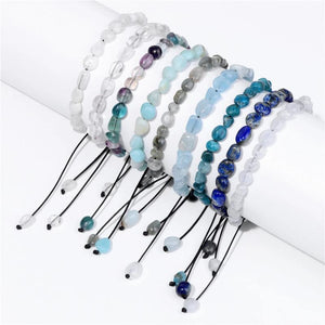 Natural Reiki Stone Braided Bracelet Irregular Quartz Crystal Bracelet