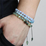 Natural Reiki Stone Braided Bracelet Irregular Quartz Crystal Bracelet