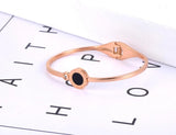 Roman Numerals Charm Cuff Bangle Rhinestone Stainless Steel Wedding Bracelet