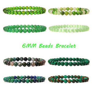 Green Natural Stone 6MM Beads Bracelets For Women Men Pray Heath Agates Cat Eye