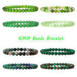 Green Natural Stone 6MM Beads Bracelets For Women Men Pray Heath Agates Cat Eye