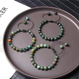 Garnets Stone Beads Bracelets Adjustable Rope Bracelets Men Women Yoga