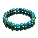 Chrysocolla Malachite Bracelet Natural Stone Beads Round Shape