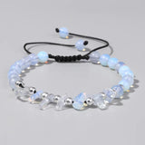 Opal Moon Stone Bracelet Gravel Beads Cord Braided Adjustable Jewelry