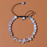 Opal Moon Stone Bracelet Gravel Beads Cord Braided Adjustable Jewelry