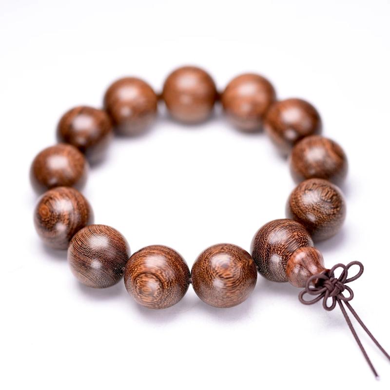 Natural Sandalwood Beads Bracelet for Men Women, 12-15-18-20mm