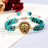 4mm Double Row Green Stone Bracelet Life Tree Charms Adjustable Jewelry