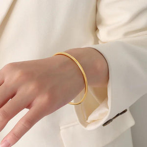 Waterproof Stainless Steel 3mm Round Wire Bangles For Women 18K Plated Bracelet
