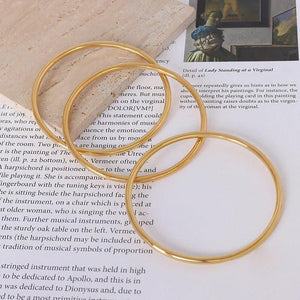 Waterproof Stainless Steel 3mm Round Wire Bangles For Women 18K Plated Bracelet