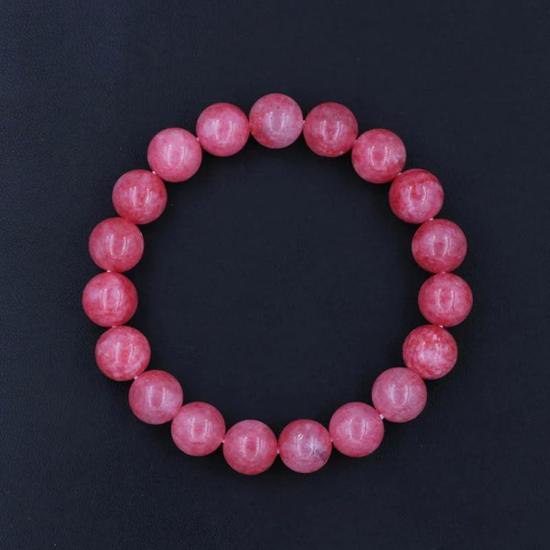 6 8 10mm Pink Rose Powder Quartz Stone Bracelet Elastic Jewelry Bead Men Women