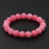 6 8 10mm Pink Rose Powder Quartz Stone Bracelet Elastic Jewelry Bead Men Women