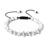 Chip Stone Bracelet Silver Beads 6MM Round Braided Bracelet Jewelry