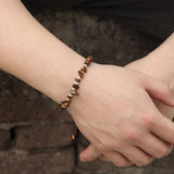 Chip Stone Bracelet Silver Beads 6MM Round Braided Bracelet Jewelry