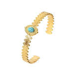 Youthway Stainless Steel Natural Stone Open Bangle Bracelet