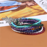 3mm Beads Bracelet Lapis Lazuli Turquoise Silver Chain Bangle