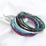 3mm Beads Bracelet Lapis Lazuli Turquoise Silver Chain Bangle