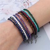 3mm Beads Bracelet Lapis Lazuli Turquoise Silver Chain Bangle
