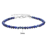 3mm Beads Bracelet Lapis Lazuli Turquoise Silver Chain Bangle