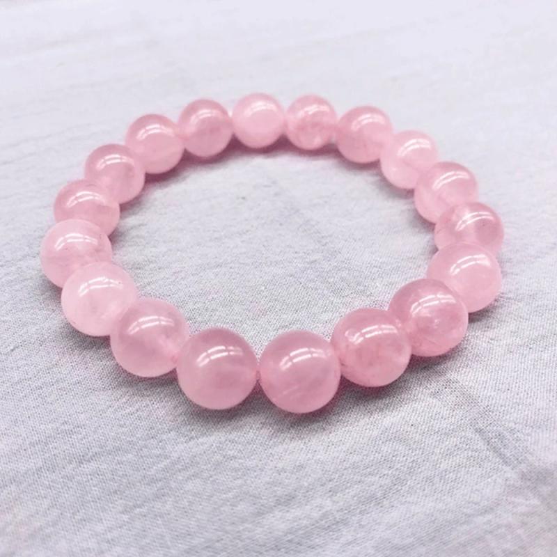 Pink Crystal Round Loose Beads Bracelets for Women Men Gift