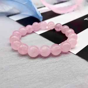 Pink Crystal Round Loose Beads Bracelets for Women Men Gift