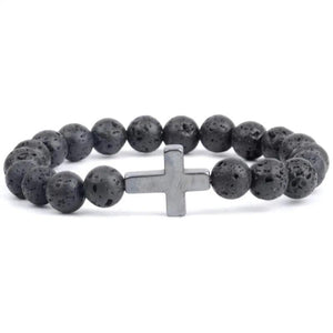 Christian Turquoise Beads Bracelet with Cross Charm