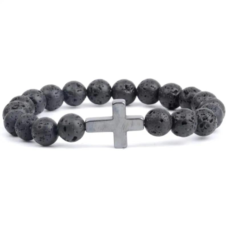 Christian Turquoise Beads Bracelet with Cross Charm