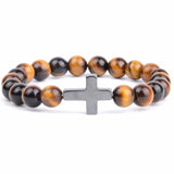 Christian Turquoise Beads Bracelet with Cross Charm