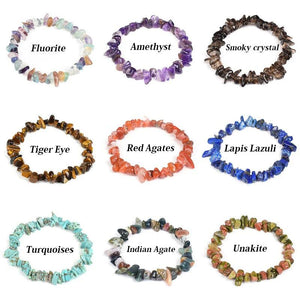 Natural Stone Bracelet Quartz Fluorite Amethyst Tiger Eye Gem Bracelet