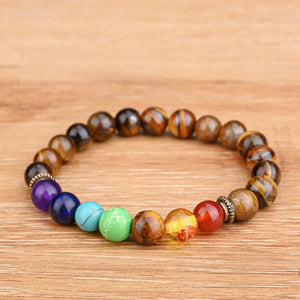 Tiger Eye 7 Chakra Bracelet Yoga Balance Beads Men Bracelet