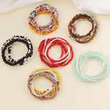 7Pcs Multicolor Boho Elastic Beaded Bracelets for Women Jewelry
