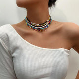 7Pcs Multicolor Boho Elastic Beaded Bracelets for Women Jewelry