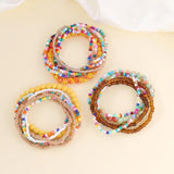 7Pcs Multicolor Boho Elastic Beaded Bracelets for Women Jewelry
