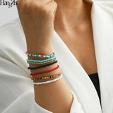 7Pcs Multicolor Boho Elastic Beaded Bracelets for Women Jewelry