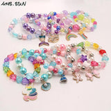 3PCS Kids Baby Charm Bracelet Beaded Bangles Elastic Jewelry