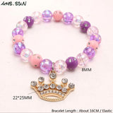 3PCS Kids Baby Charm Bracelet Beaded Bangles Elastic Jewelry