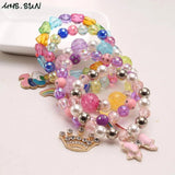3PCS Kids Baby Charm Bracelet Beaded Bangles Elastic Jewelry