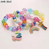 3PCS Kids Baby Charm Bracelet Beaded Bangles Elastic Jewelry