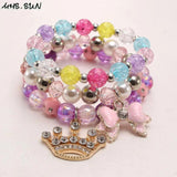 3PCS Kids Baby Charm Bracelet Beaded Bangles Elastic Jewelry