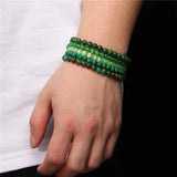 6MM Green Stone Cat Eye Prehnite Agate Bracelet