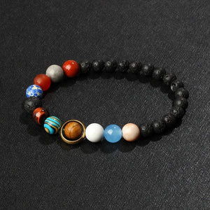 Galaxy Solar System Bracelet Nine Planets Natural Stone Stars Earth Moon