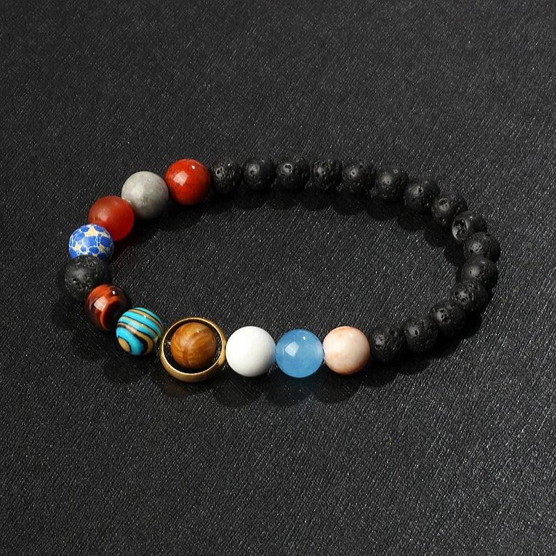 Galaxy Solar System Bracelet Nine Planets Natural Stone Stars Earth Moon