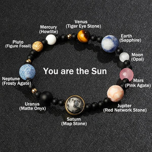Galaxy Solar System Bracelet Nine Planets Natural Stone Stars Earth Moon