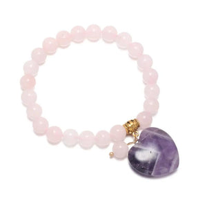 Natural Stone Beads Rose Quartzs Bracelet Amethysts Pendant