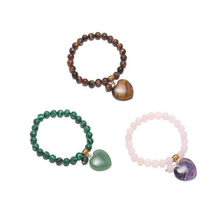 Natural Stone Beads Rose Quartzs Bracelet Amethysts Pendant