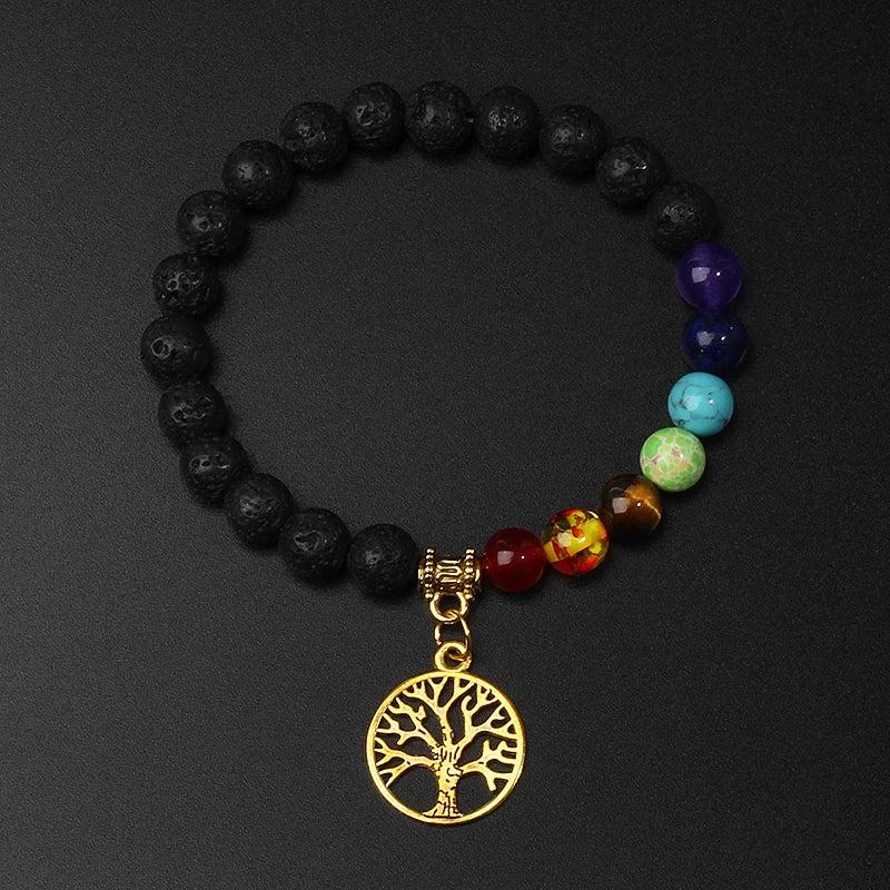 7 Chakra Reiki Bracelet Tiger Eye Healing Energy Yoga Meditation Jewelry