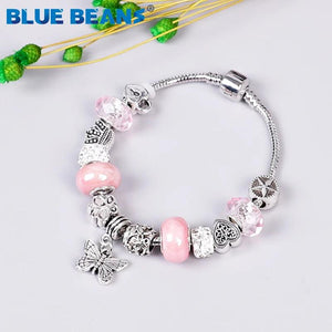 Chakra Beads Bracelet Charms Love Girls Stainless Steel Butterfly Boho