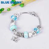 Chakra Beads Bracelet Charms Love Girls Stainless Steel Butterfly Boho
