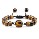Tiger Eye Beads Bracelet with Amethyst Pendant
