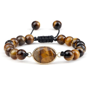 Tiger Eye Beads Bracelet with Amethyst Pendant