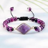 Tiger Eye Beads Bracelet with Amethyst Pendant